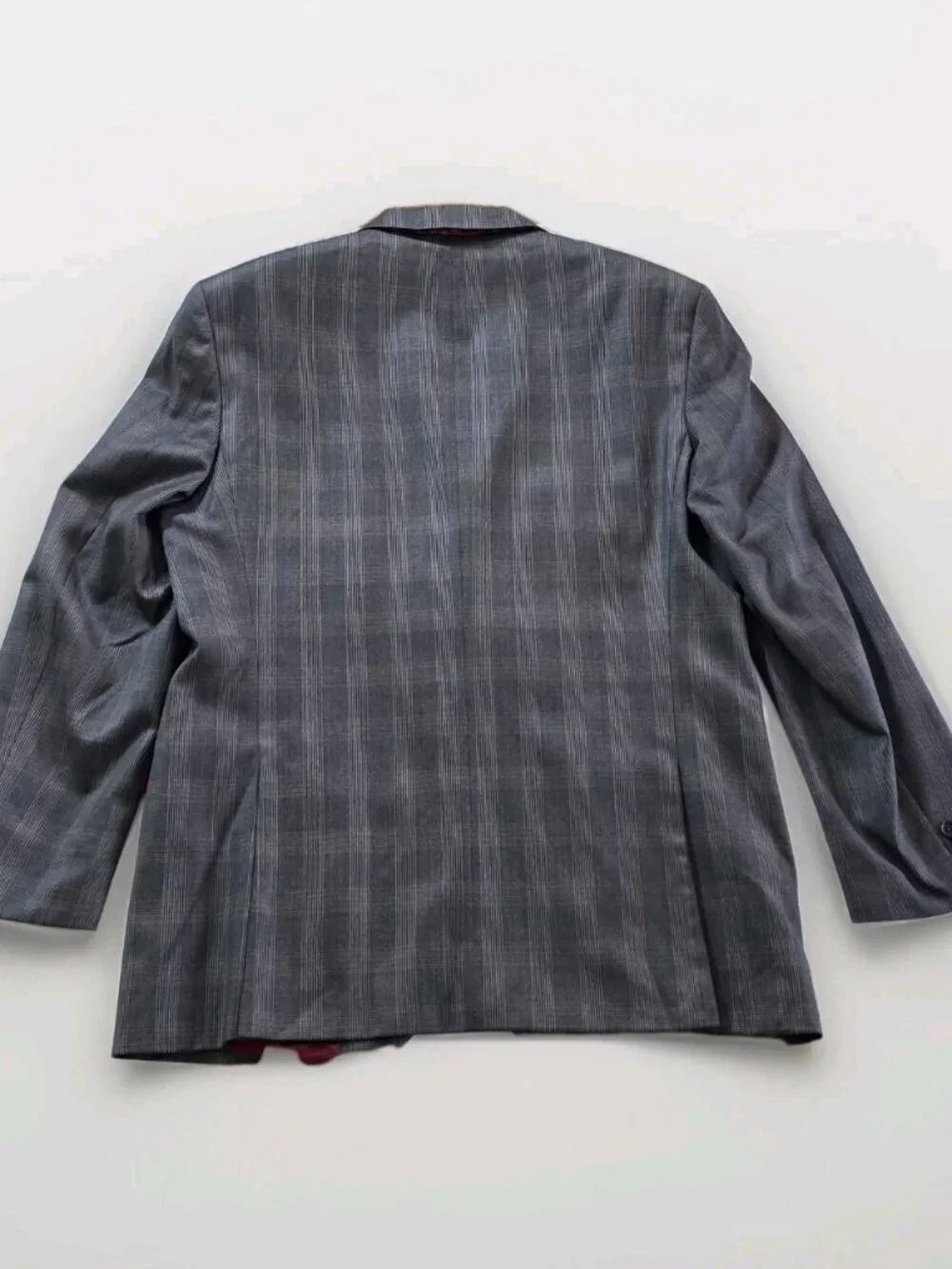 Sand Wool 100s Blazer Mens 52 L Gray Plaid Lined Single Breasted 2B Reda Fabric